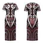 Custom Aotearoa Te Arawa Couples Matching Short Sleeve Bodycon Dress and Long Sleeve Button Shirt Maori Tribal Pattern