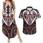 Custom Aotearoa Te Arawa Couples Matching Summer Maxi Dress and Hawaiian Shirt Maori Tribal Pattern