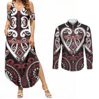 Custom Aotearoa Te Arawa Couples Matching Summer Maxi Dress and Long Sleeve Button Shirt Maori Tribal Pattern