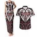 Custom Aotearoa Te Arawa Couples Matching Tank Maxi Dress and Hawaiian Shirt Maori Tribal Pattern