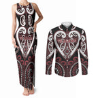 Custom Aotearoa Te Arawa Couples Matching Tank Maxi Dress and Long Sleeve Button Shirt Maori Tribal Pattern