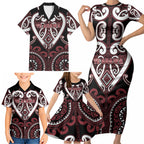 Custom Aotearoa Te Arawa Family Matching Short Sleeve Bodycon Dress and Hawaiian Shirt Maori Tribal Pattern
