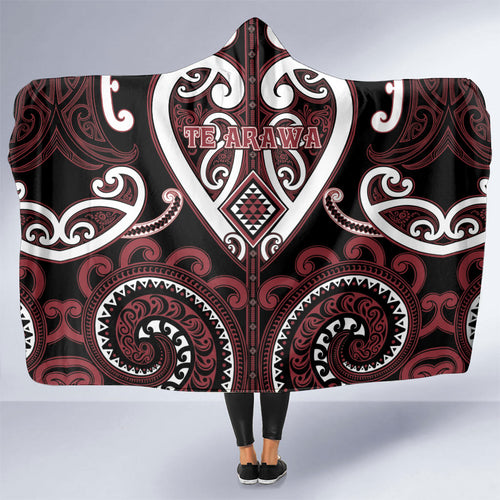 Aotearoa Te Arawa Hooded Blanket Maori Tribal Pattern