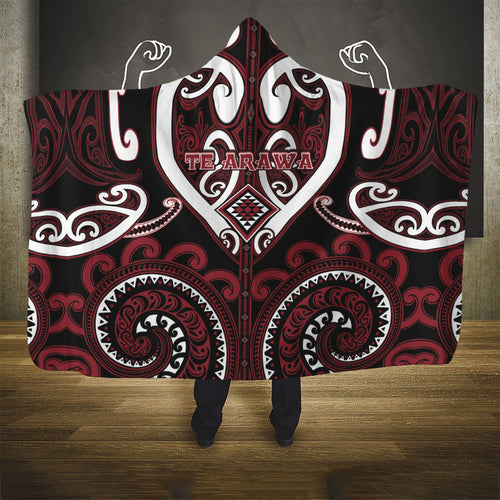 Aotearoa Te Arawa Hooded Blanket Maori Tribal Pattern