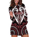 Custom Aotearoa Te Arawa Hoodie Dress Maori Tribal Pattern