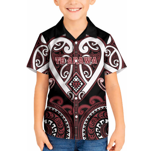 Custom Aotearoa Te Arawa Kid Hawaiian Shirt Maori Tribal Pattern