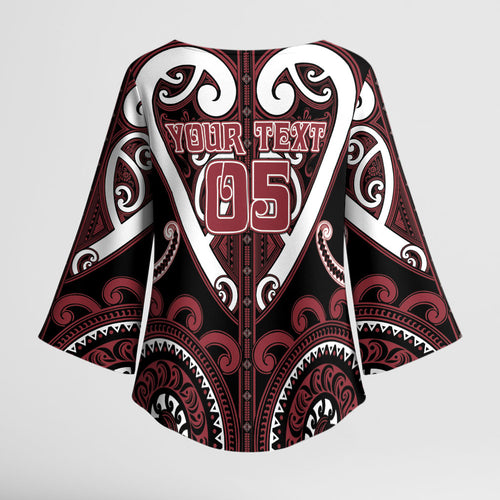 Custom Aotearoa Te Arawa Kimono Sleeve Blouse Maori Tribal Pattern