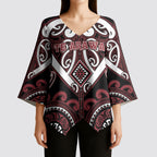 Custom Aotearoa Te Arawa Kimono Sleeve Blouse Maori Tribal Pattern