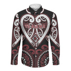 Custom Aotearoa Te Arawa Long Sleeve Button Shirt Maori Tribal Pattern
