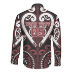 Custom Aotearoa Te Arawa Long Sleeve Button Shirt Maori Tribal Pattern