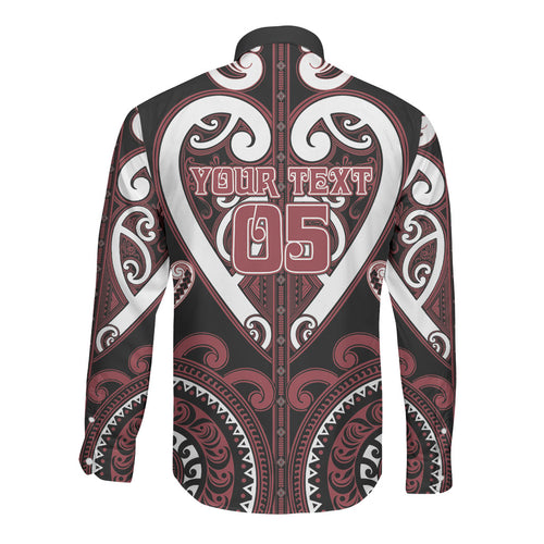 Custom Aotearoa Te Arawa Long Sleeve Button Shirt Maori Tribal Pattern