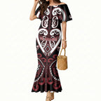 Custom Aotearoa Te Arawa Mermaid Dress Maori Tribal Pattern