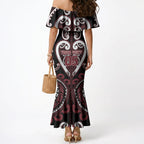Custom Aotearoa Te Arawa Mermaid Dress Maori Tribal Pattern