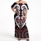 Custom Aotearoa Te Arawa Off Shoulder Maxi Dress Maori Tribal Pattern
