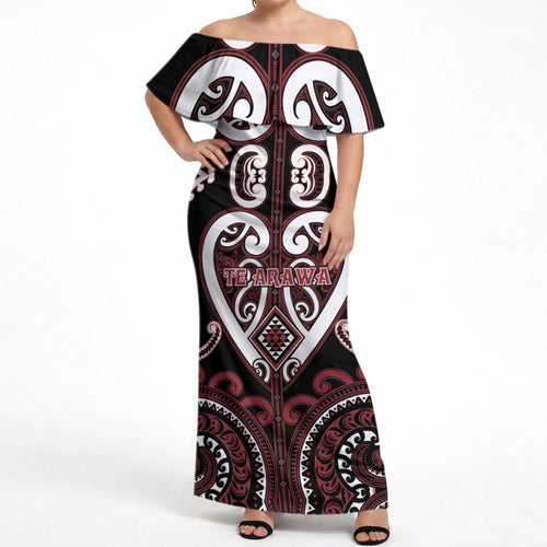 Custom Aotearoa Te Arawa Off Shoulder Maxi Dress Maori Tribal Pattern