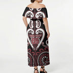 Custom Aotearoa Te Arawa Off Shoulder Maxi Dress Maori Tribal Pattern