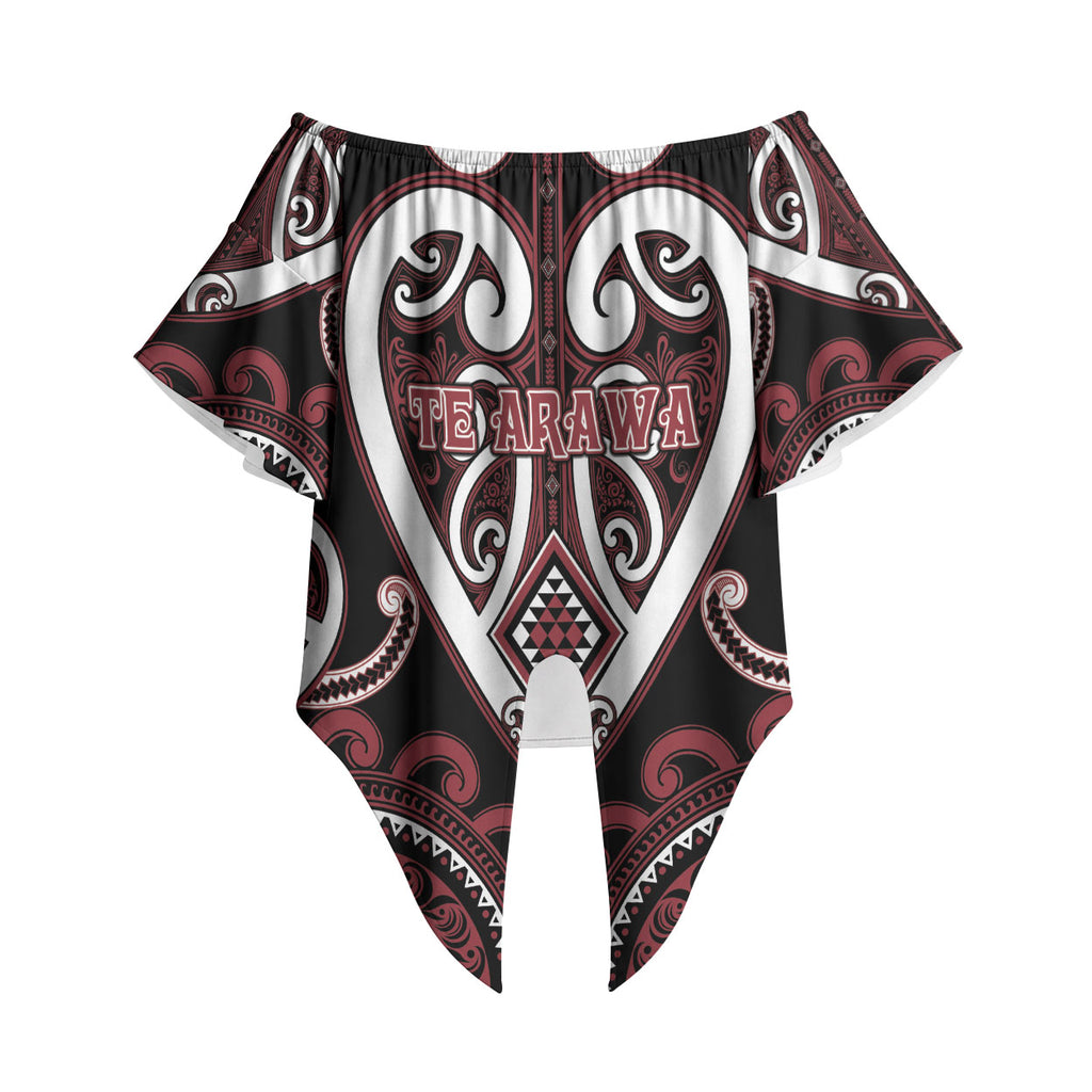 Custom Aotearoa Te Arawa Off Shoulder Wrap Waist Top Maori Tribal Pattern