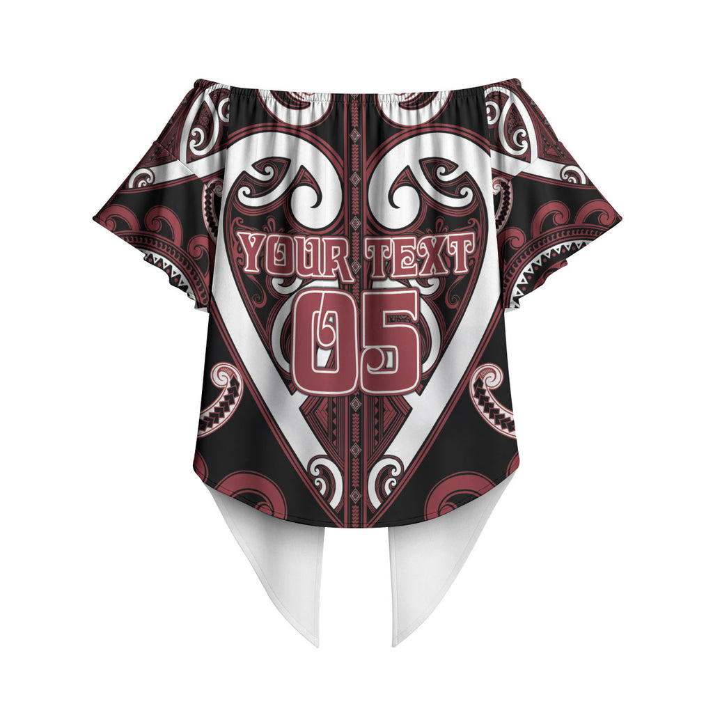 Custom Aotearoa Te Arawa Off Shoulder Wrap Waist Top Maori Tribal Pattern