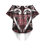 Custom Aotearoa Te Arawa Off Shoulder Wrap Waist Top Maori Tribal Pattern