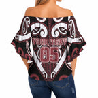 Custom Aotearoa Te Arawa Off Shoulder Wrap Waist Top Maori Tribal Pattern