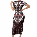 Custom Aotearoa Te Arawa Short Sleeve Bodycon Dress Maori Tribal Pattern