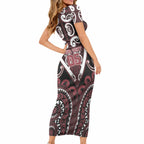 Custom Aotearoa Te Arawa Short Sleeve Bodycon Dress Maori Tribal Pattern