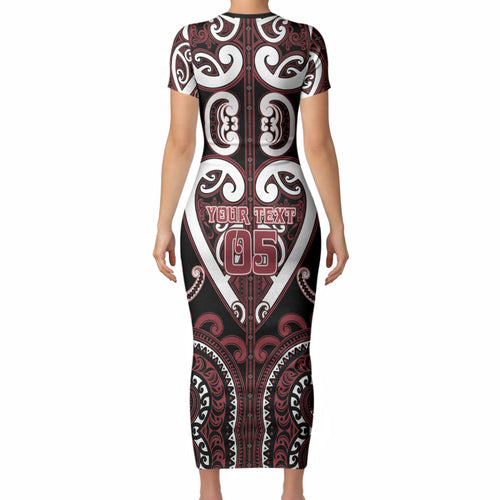 Custom Aotearoa Te Arawa Short Sleeve Bodycon Dress Maori Tribal Pattern