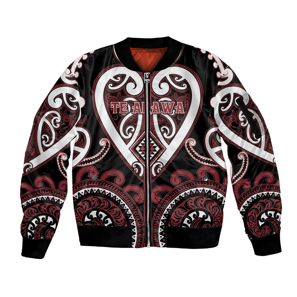 Custom Aotearoa Te Arawa Sleeve Zip Bomber Jacket Maori Tribal Pattern