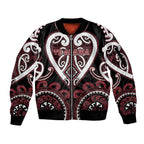 Custom Aotearoa Te Arawa Sleeve Zip Bomber Jacket Maori Tribal Pattern
