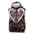 Custom Aotearoa Te Arawa Sleeveless Hoodie Maori Tribal Pattern
