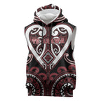 Custom Aotearoa Te Arawa Sleeveless Hoodie Maori Tribal Pattern