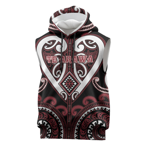 Custom Aotearoa Te Arawa Sleeveless Hoodie Maori Tribal Pattern