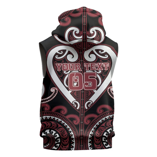 Custom Aotearoa Te Arawa Sleeveless Hoodie Maori Tribal Pattern
