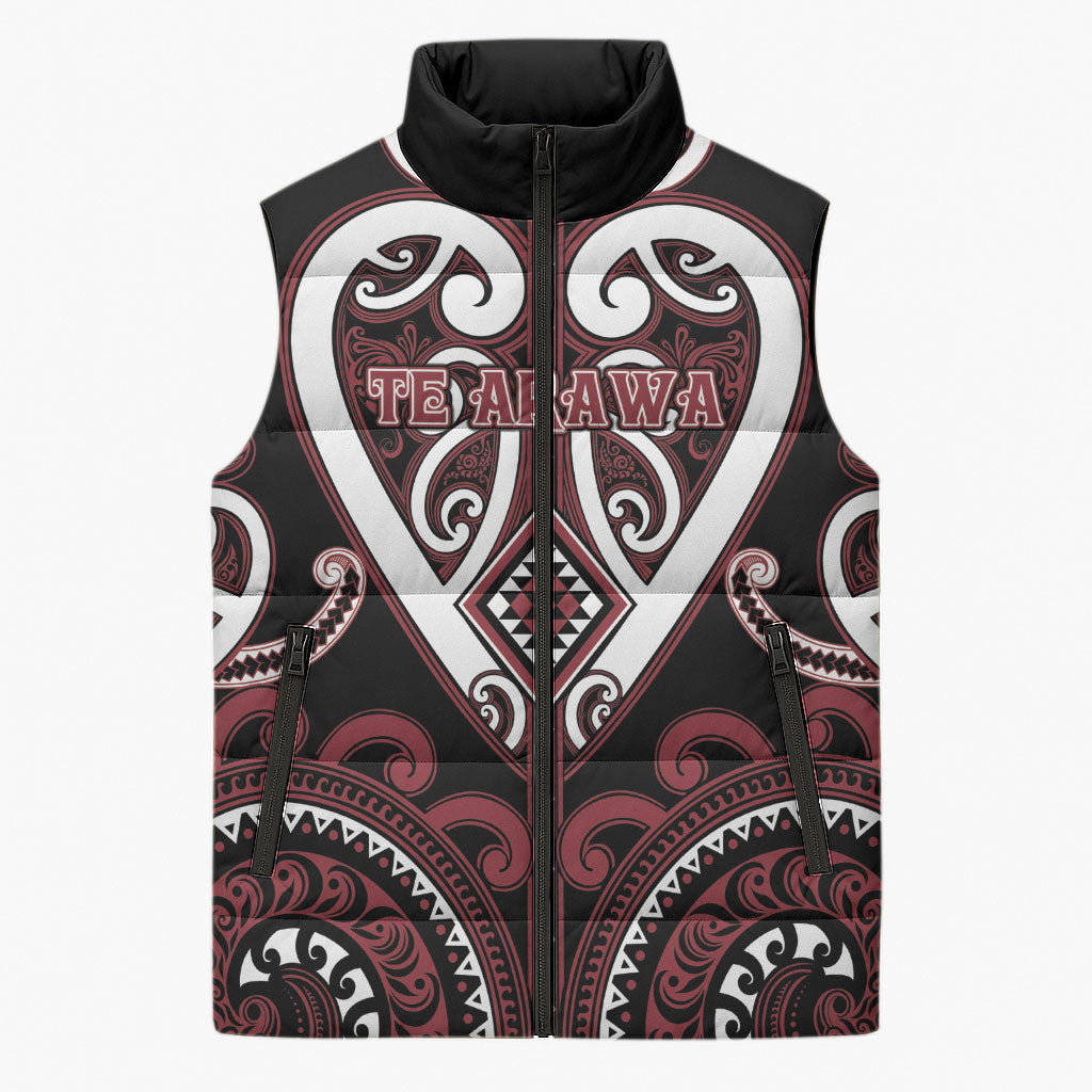 Custom Aotearoa Te Arawa Sleeveless Puffer Jacket Maori Tribal Pattern