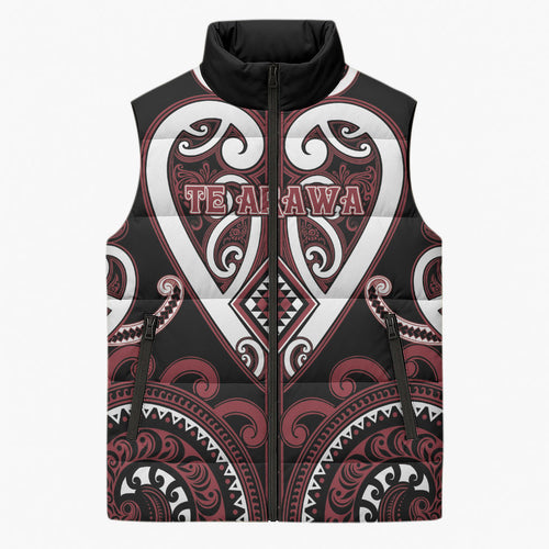 Custom Aotearoa Te Arawa Sleeveless Puffer Jacket Maori Tribal Pattern