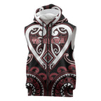 Custom Aotearoa Te Arawa Sleeveless Zip Hoodie Maori Tribal Pattern
