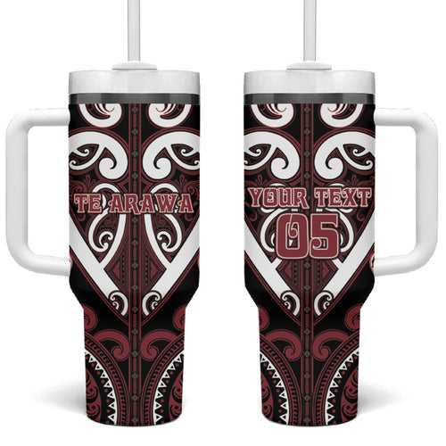 Custom Aotearoa Te Arawa Tumbler With Handle Maori Tribal Pattern