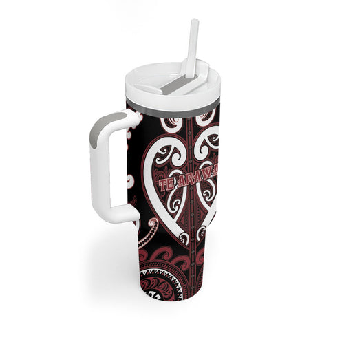Custom Aotearoa Te Arawa Tumbler With Handle Maori Tribal Pattern