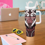 Custom Aotearoa Te Arawa Tumbler With Handle Maori Tribal Pattern