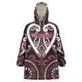 Custom Aotearoa Te Arawa Wearable Blanket Hoodie Maori Tribal Pattern