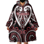 Custom Aotearoa Te Arawa Wearable Blanket Hoodie Maori Tribal Pattern