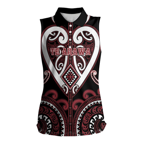 Custom Aotearoa Te Arawa Women Sleeveless Polo Shirt Maori Tribal Pattern