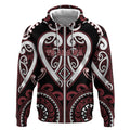 Custom Aotearoa Te Arawa Zip Hoodie Maori Tribal Pattern