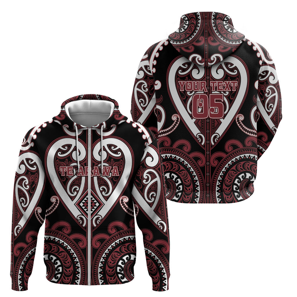 Custom Aotearoa Te Arawa Zip Hoodie Maori Tribal Pattern
