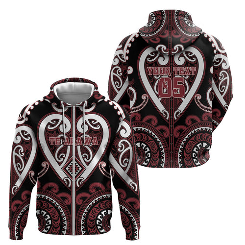 Custom Aotearoa Te Arawa Zip Hoodie Maori Tribal Pattern