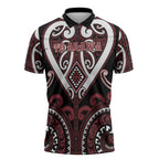 Custom Aotearoa Te Arawa Zipper Polo Shirt Maori Tribal Pattern