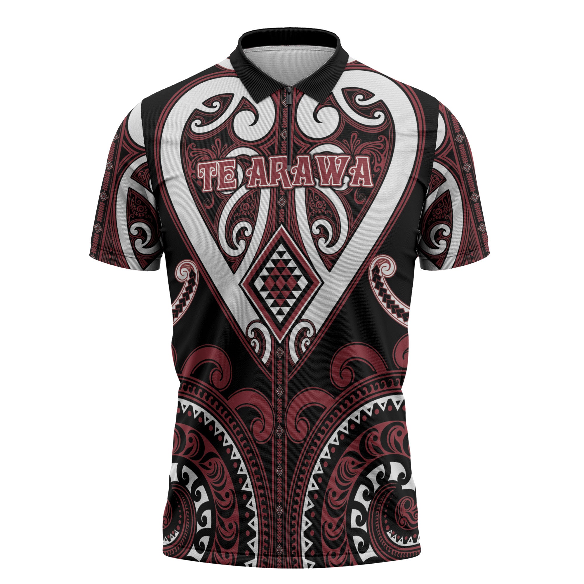 Custom Aotearoa Te Arawa Zipper Polo Shirt Maori Tribal Pattern