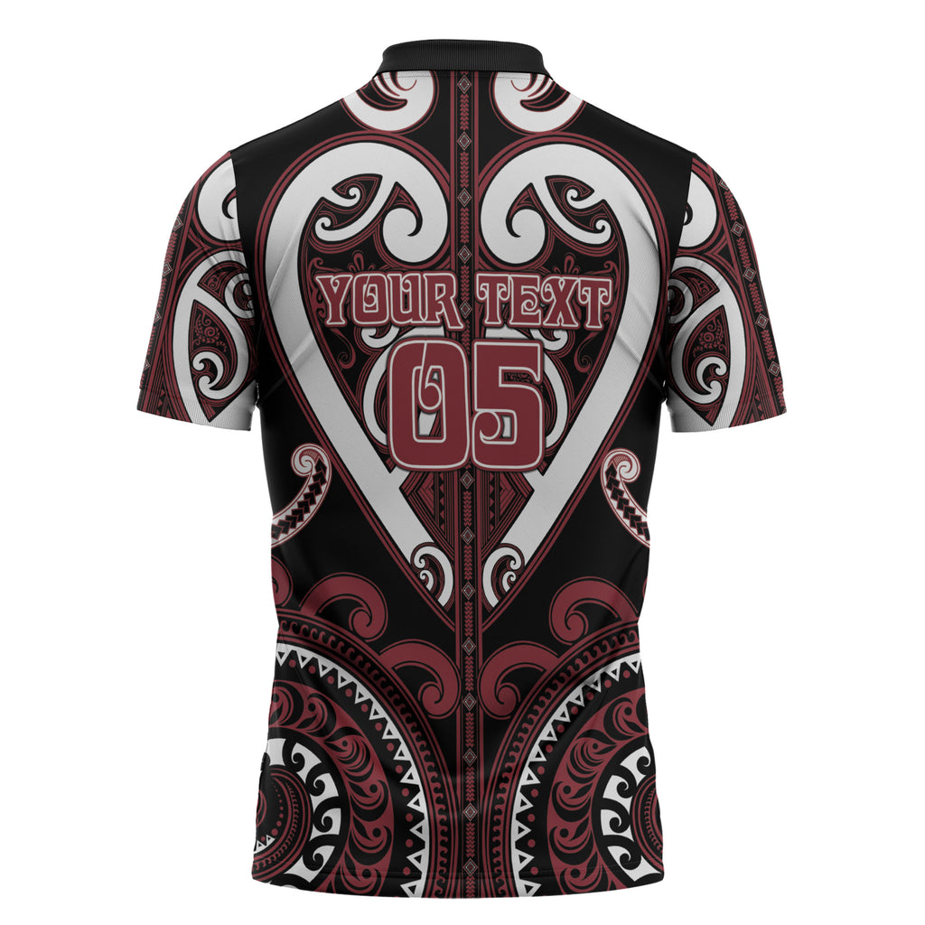 Custom Aotearoa Te Arawa Zipper Polo Shirt Maori Tribal Pattern
