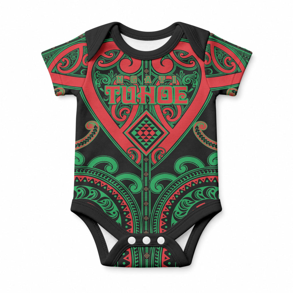 Custom Aotearoa Ngai Tuhoe Baby Onesie Maori Tribal Pattern