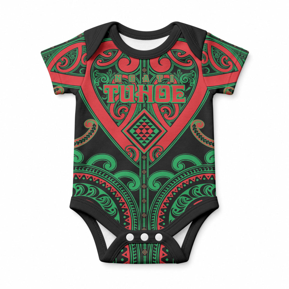 Custom Aotearoa Ngai Tuhoe Baby Onesie Maori Tribal Pattern